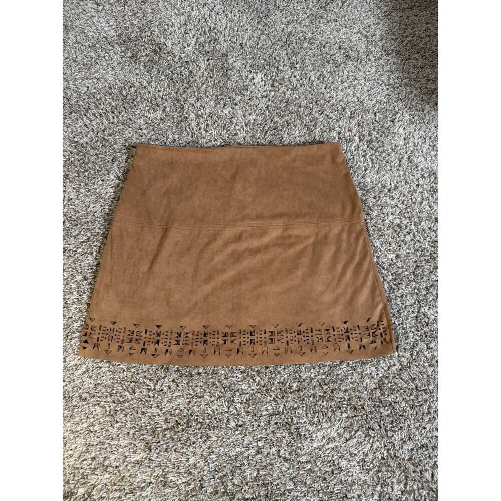 Xhilaration Womens Faux Suede Laser Cut Mini Skirt Tan Size XL